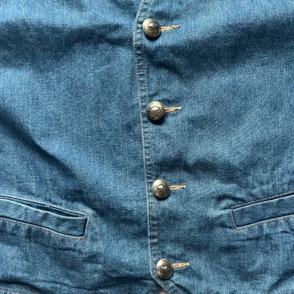 Mid-West Garment Co. (MWG) Vintage Button Closure Blue Denim Vest - Picture 7 of 14
